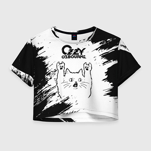 Женский топ Ozzy Osbourne рок кот на светлом фоне / 3D-принт – фото 1