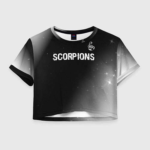 Женский топ Scorpions glitch на темном фоне: символ сверху / 3D-принт – фото 1