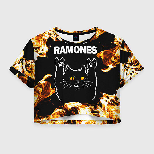 Женский топ Ramones рок кот и огонь / 3D-принт – фото 1