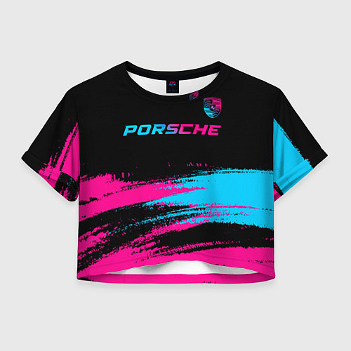 Женский топ Porsche - neon gradient: символ сверху / 3D-принт – фото 1