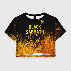 Футболка 3D укороченная женская Black Sabbath - gold gradient: символ сверху, цвет: 3D-принт