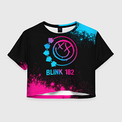 Футболка 3D укороченная женская Blink 182 - neon gradient, цвет: 3D-принт