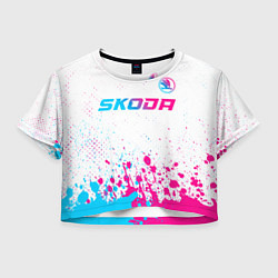 Женский топ Skoda neon gradient style: символ сверху