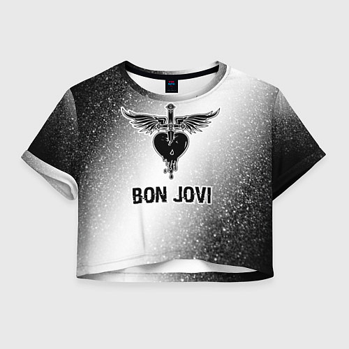 Женский топ Bon Jovi glitch на светлом фоне / 3D-принт – фото 1