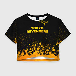 Футболка 3D укороченная женская Tokyo Revengers - gold gradient: символ сверху, цвет: 3D-принт