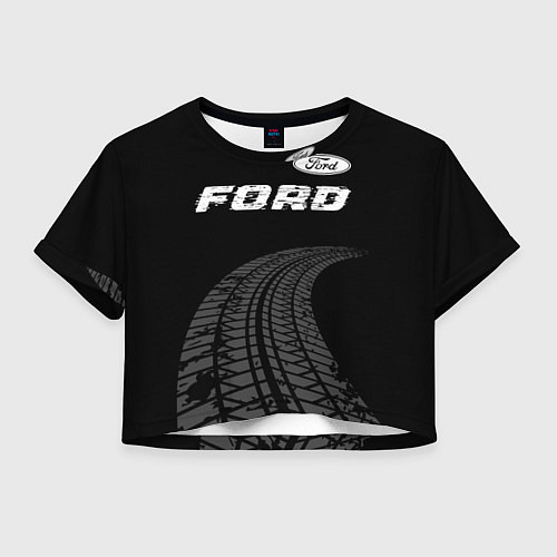 Женский топ Ford speed на темном фоне со следами шин: символ с / 3D-принт – фото 1