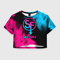 Футболка 3D укороченная женская Sally Face - neon gradient, цвет: 3D-принт