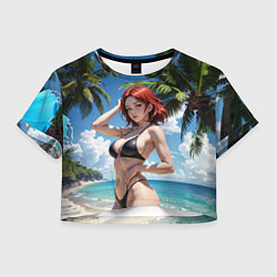 Женский топ Девушка с рыжими волосами на пляже