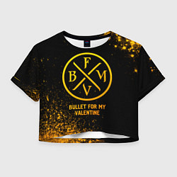 Футболка 3D укороченная женская Bullet For My Valentine - gold gradient, цвет: 3D-принт