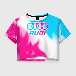 Футболка 3D укороченная женская Audi neon gradient style, цвет: 3D-принт