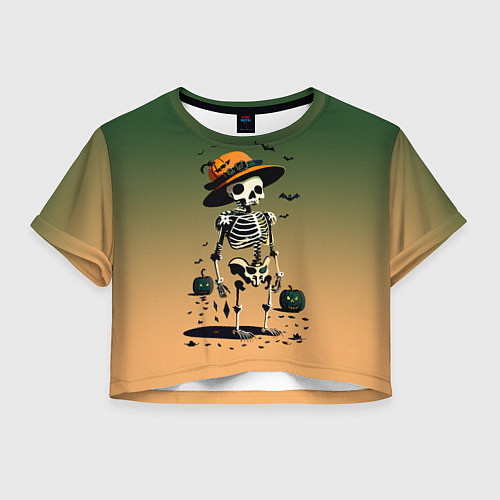 Женский топ Funny skeleton - halloween - neural network / 3D-принт – фото 1