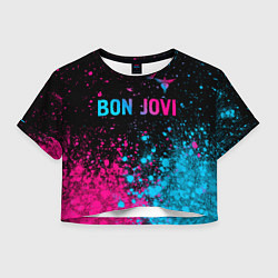Женский топ Bon Jovi - neon gradient: символ сверху