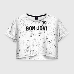 Женский топ Bon Jovi glitch на светлом фоне: символ сверху