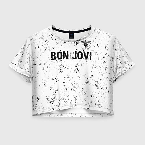 Женский топ Bon Jovi glitch на светлом фоне: символ сверху / 3D-принт – фото 1