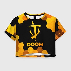 Футболка 3D укороченная женская Doom - gold gradient, цвет: 3D-принт