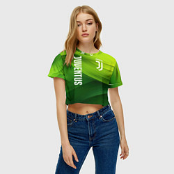 Футболка 3D укороченная женская Ювентус лого на зеленом фоне, цвет: 3D-принт — фото 2