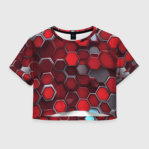 Женский топ Cyber hexagon red / 3D-принт – фото 1