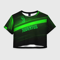 Футболка 3D укороченная женская Juventus green line, цвет: 3D-принт