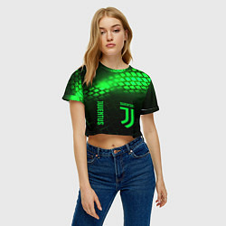 Футболка 3D укороченная женская Juventus green logo neon, цвет: 3D-принт — фото 2