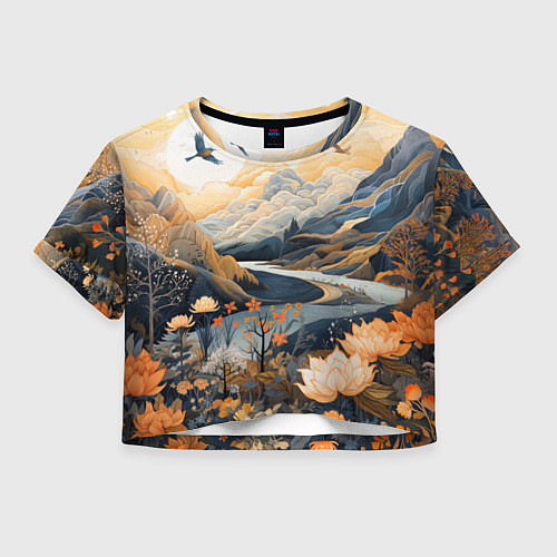 Женский топ Солнечное утро в цветущих горах / 3D-принт – фото 1