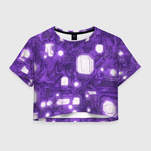 Женский топ Фиолетовые кибернетические схемы неон / 3D-принт – фото 1