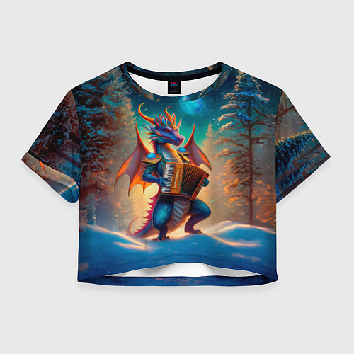 Женский топ Дракон играет на аккордеоне / 3D-принт – фото 1