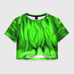 Футболка 3D укороченная женская Зеленая абстрактная текстура, цвет: 3D-принт
