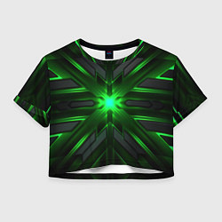 Футболка 3D укороченная женская Зеленый свет в абстракции, цвет: 3D-принт