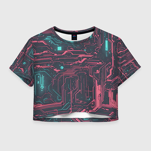 Женский топ Кибер схемы Розовый и голубой / 3D-принт – фото 1