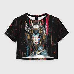 Футболка 3D укороченная женская Японская девушка-андроид, цвет: 3D-принт