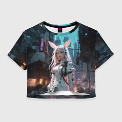 Футболка 3D укороченная женская Боевая зайка, цвет: 3D-принт