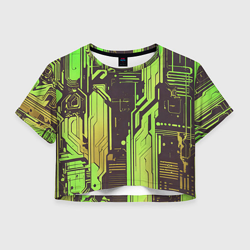 Женский топ Кибер схемы кислотно-зелёные / 3D-принт – фото 1