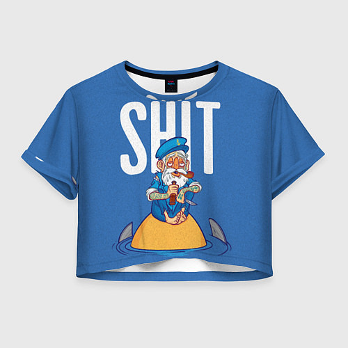 Женский топ Моряк на острове среди акул / 3D-принт – фото 1