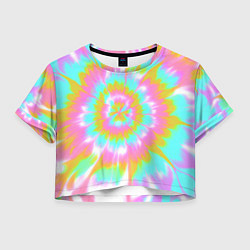 Футболка 3D укороченная женская Tie-Dye кислотный в стиле барби, цвет: 3D-принт