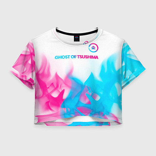 Женский топ Ghost of Tsushima neon gradient style: символ свер / 3D-принт – фото 1