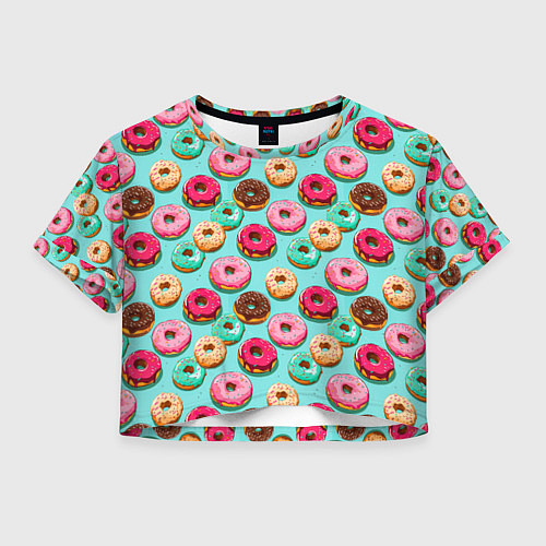 Женский топ Разноцветные пончики паттерн / 3D-принт – фото 1