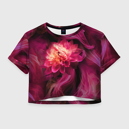 Женский топ Розовый цветок в огне - нейросеть / 3D-принт – фото 1