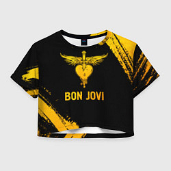Футболка 3D укороченная женская Bon Jovi - gold gradient, цвет: 3D-принт