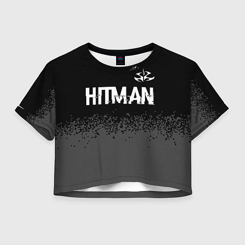 Женский топ Hitman glitch на темном фоне: символ сверху / 3D-принт – фото 1
