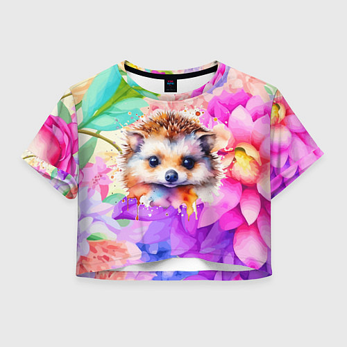 Женский топ Ежик в цветах / 3D-принт – фото 1