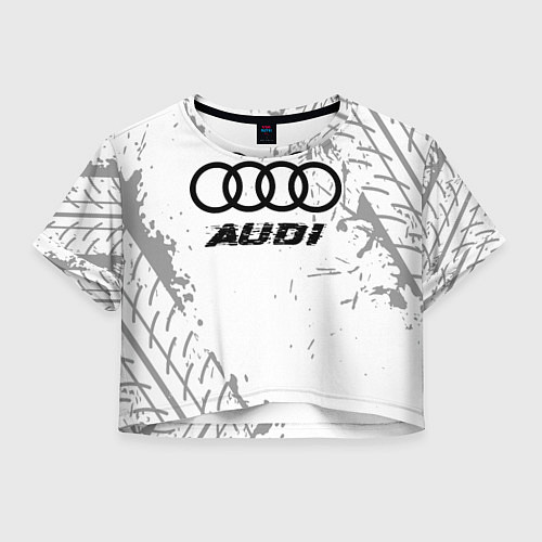 Женский топ Audi speed на светлом фоне со следами шин / 3D-принт – фото 1