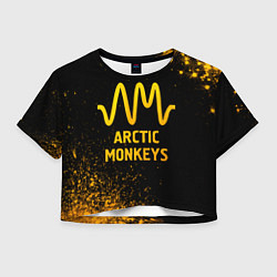 Футболка 3D укороченная женская Arctic Monkeys - gold gradient, цвет: 3D-принт