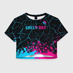 Женский топ Green Day - neon gradient: символ сверху