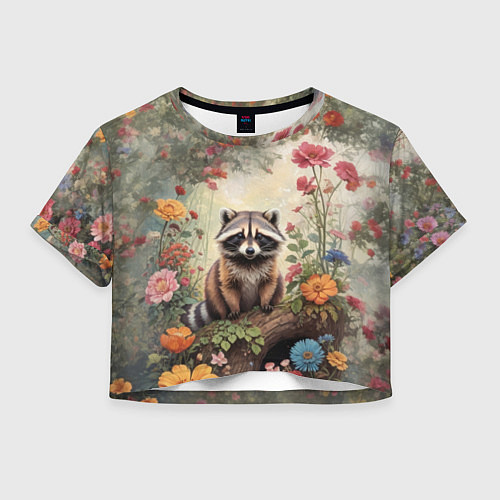 Женский топ Милый енот в лесу / 3D-принт – фото 1