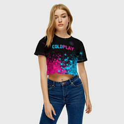 Футболка 3D укороченная женская Coldplay - neon gradient: символ сверху, цвет: 3D-принт — фото 2
