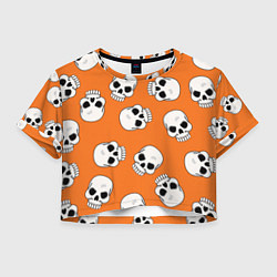 Футболка 3D укороченная женская Черепки для хэллоуина, цвет: 3D-принт