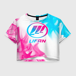 Футболка 3D укороченная женская Lifan neon gradient style, цвет: 3D-принт