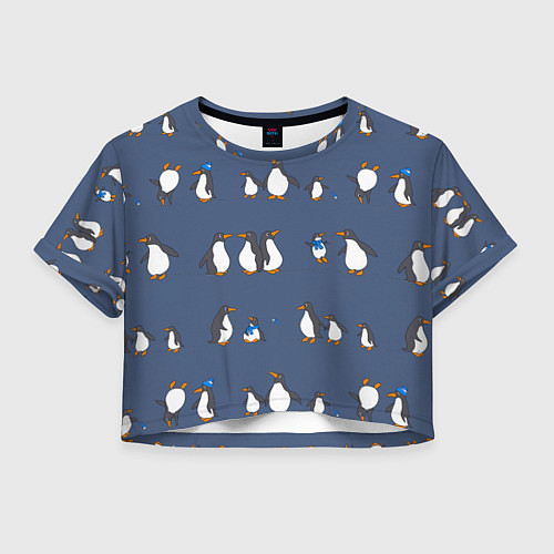 Женский топ Забавное семейство пингвинов / 3D-принт – фото 1