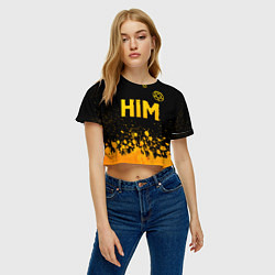Футболка 3D укороченная женская HIM - gold gradient посередине, цвет: 3D-принт — фото 2