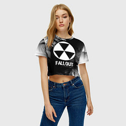 Футболка 3D укороченная женская Fallout glitch на темном фоне, цвет: 3D-принт — фото 2
